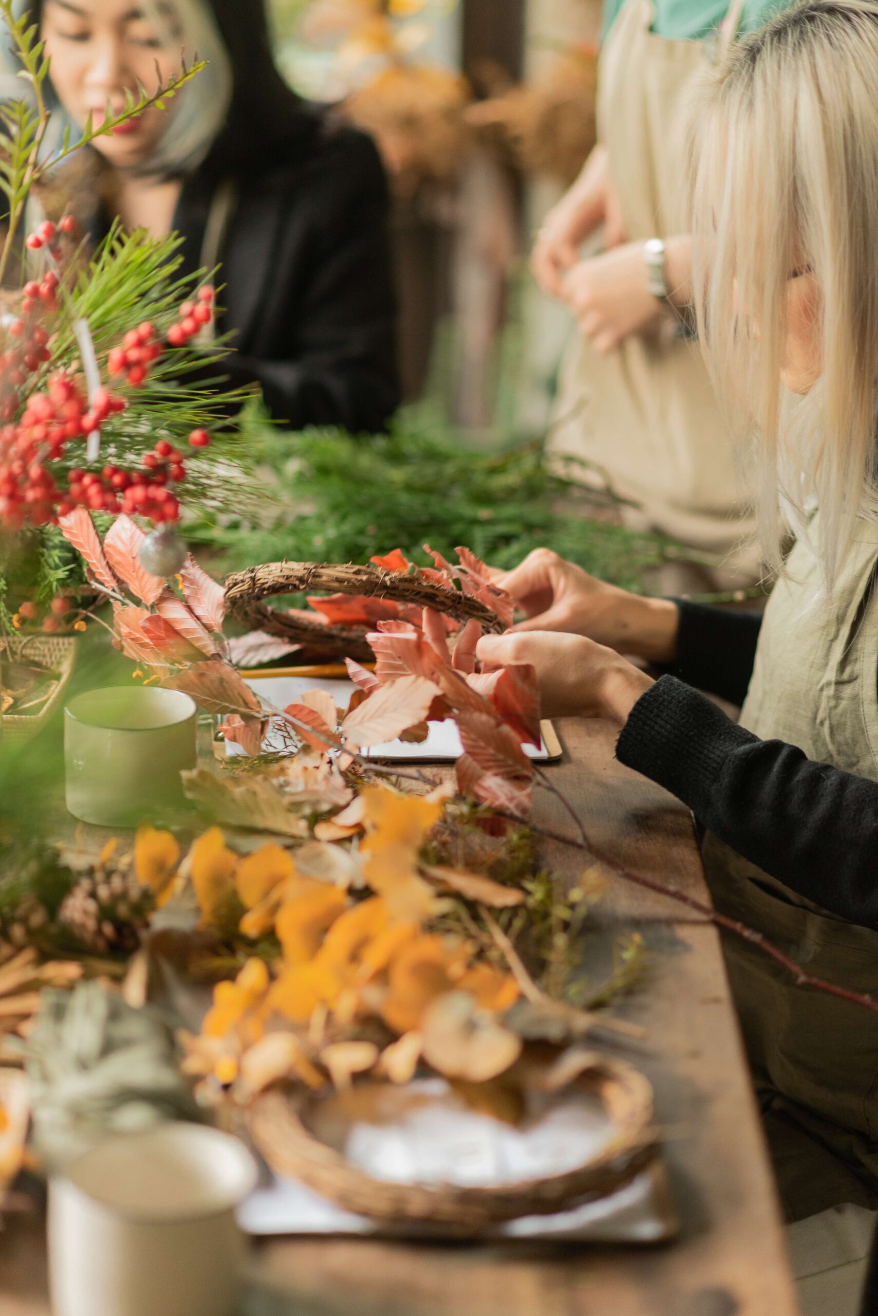 workshop làm vòng giáng sinh ribbon florist nofoodphobia